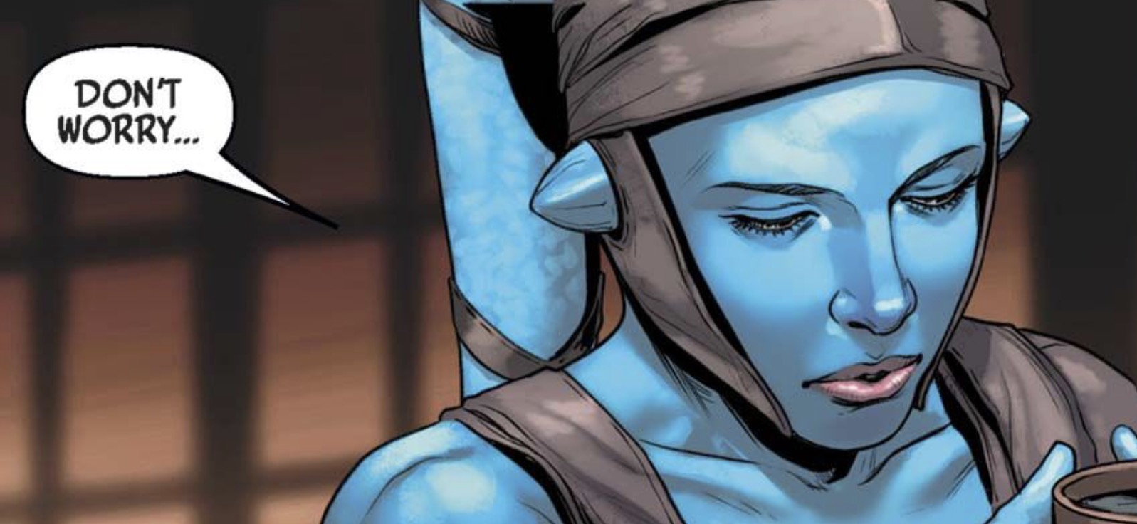Aayla Secura in a Star Wars comic panel: "Don't worry."
