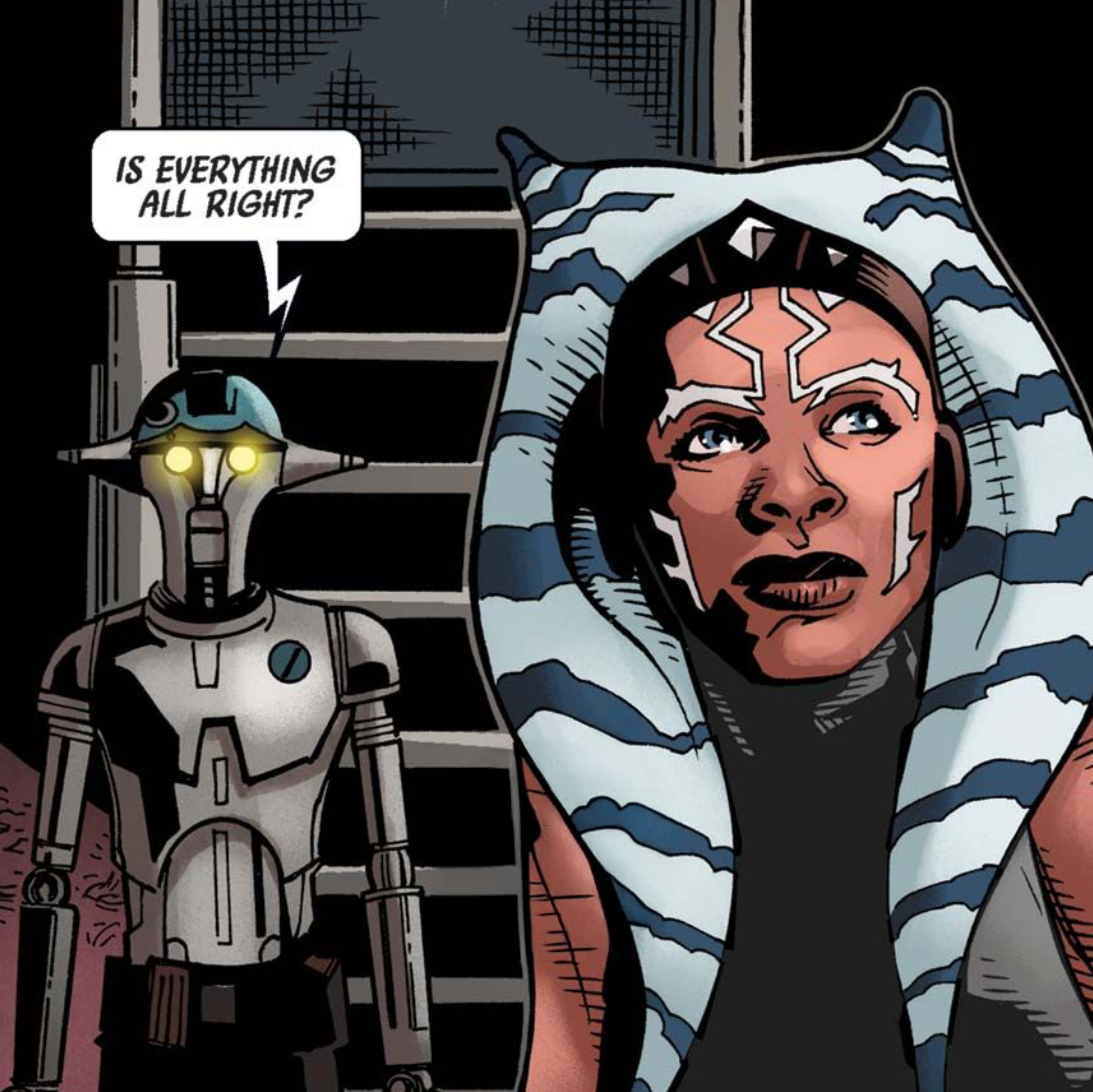 Ahsoka Tano & Huyang in a Star Wars comic panel: "Is everything all right?"