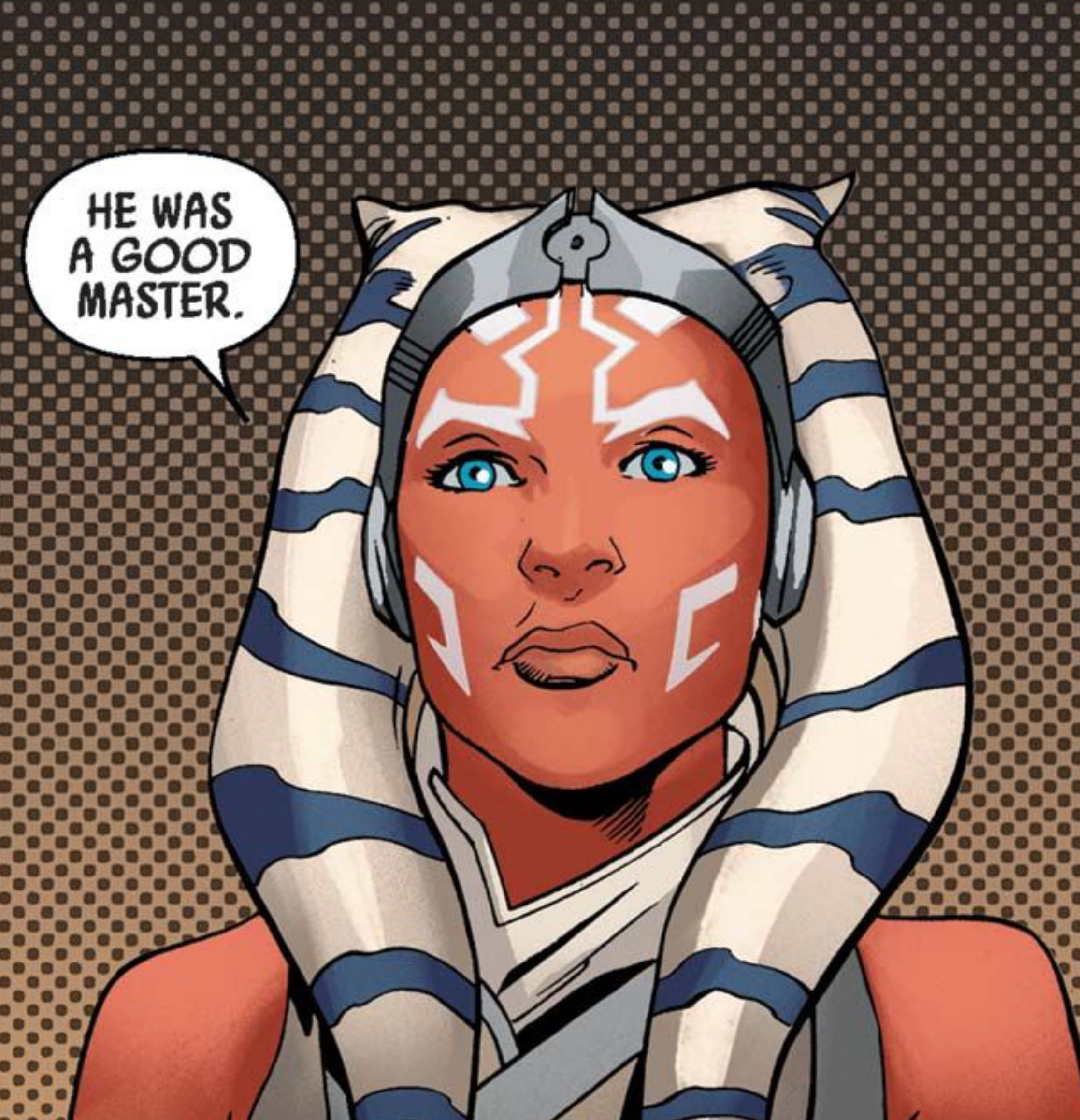 Ahsoka Tano in a Star Wars comic panel: "He was a good master."