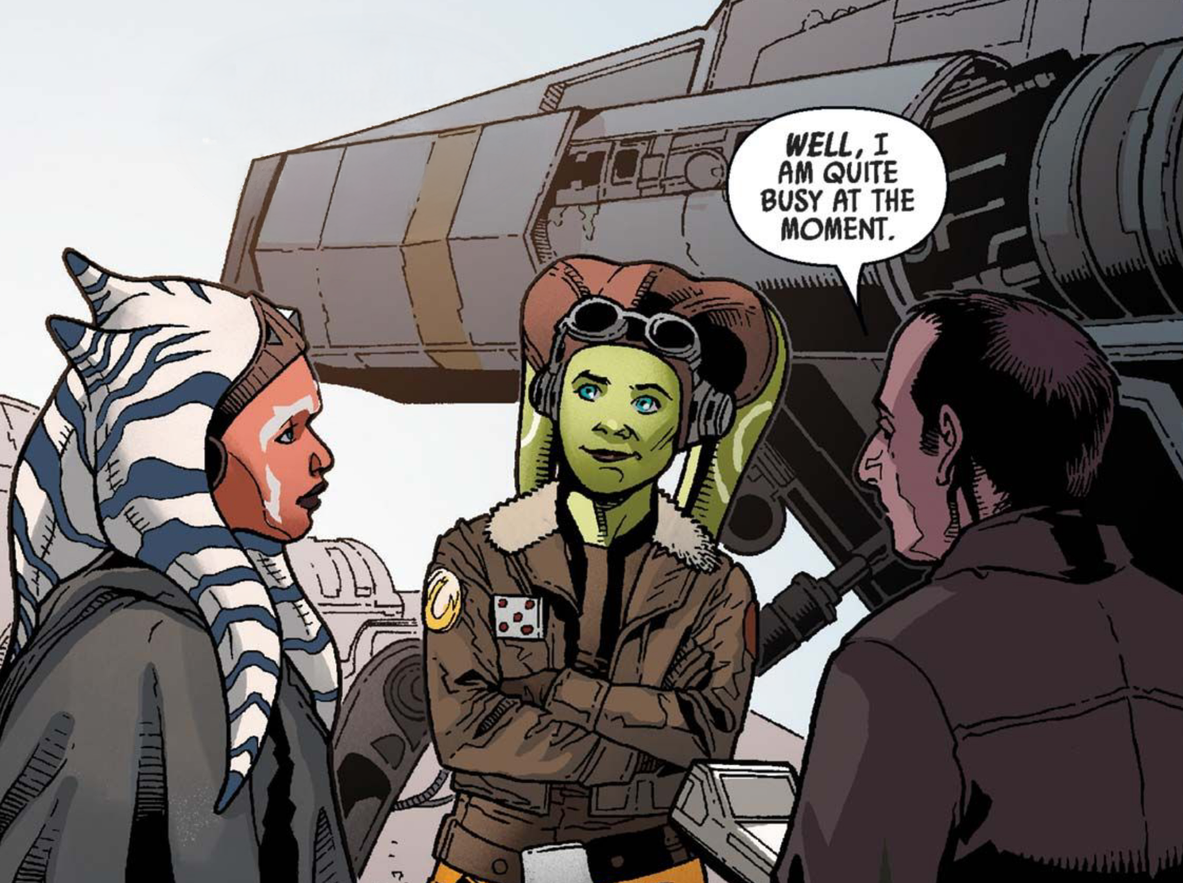 Ahsoka Tano & Hera Syndulla in a Star Wars comic panel: "Well, I am quite busy at the moment."