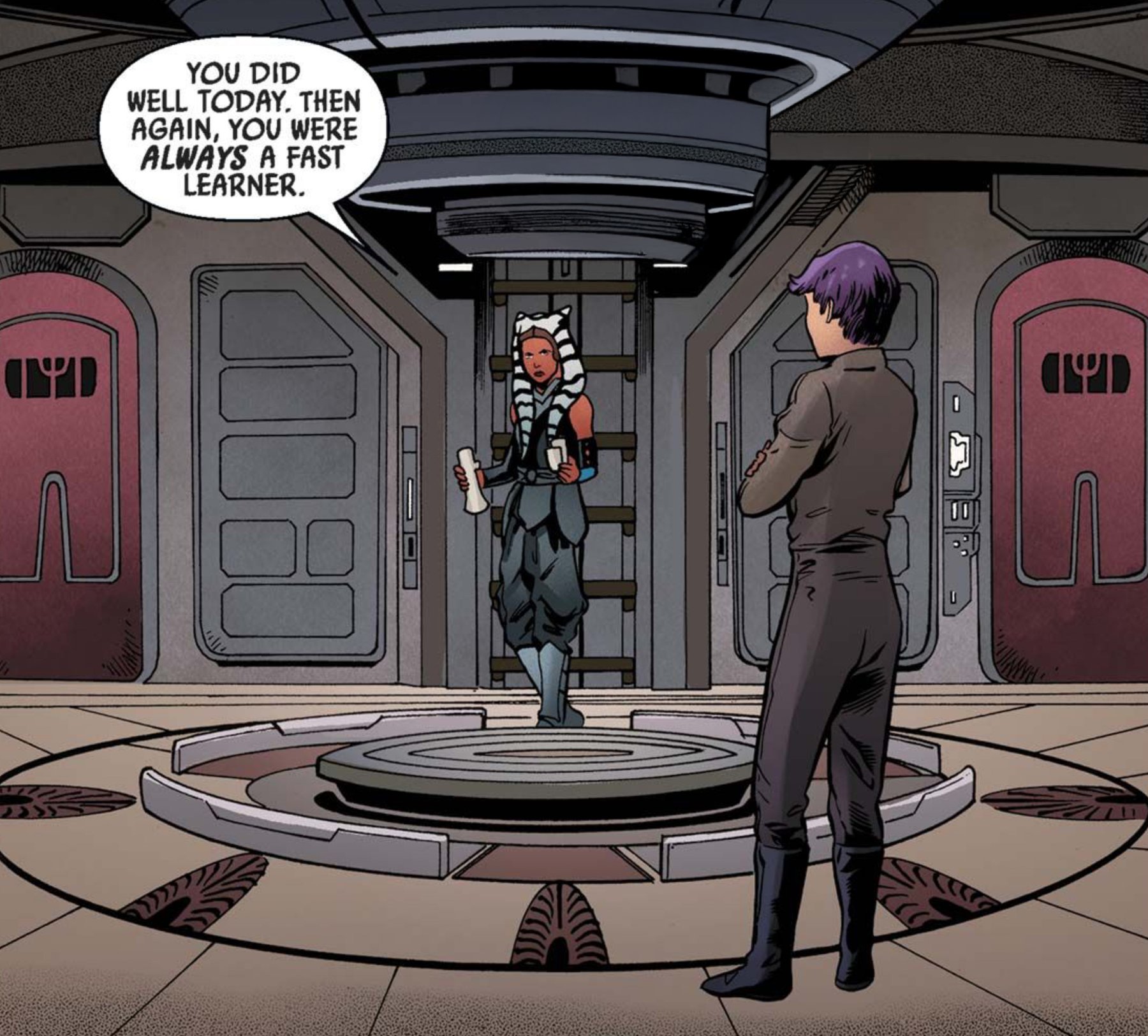 Ahsoka Tano & Sabine Wren in a Star Wars comic panel: "You did well today. Then again, you were always a fast learner."