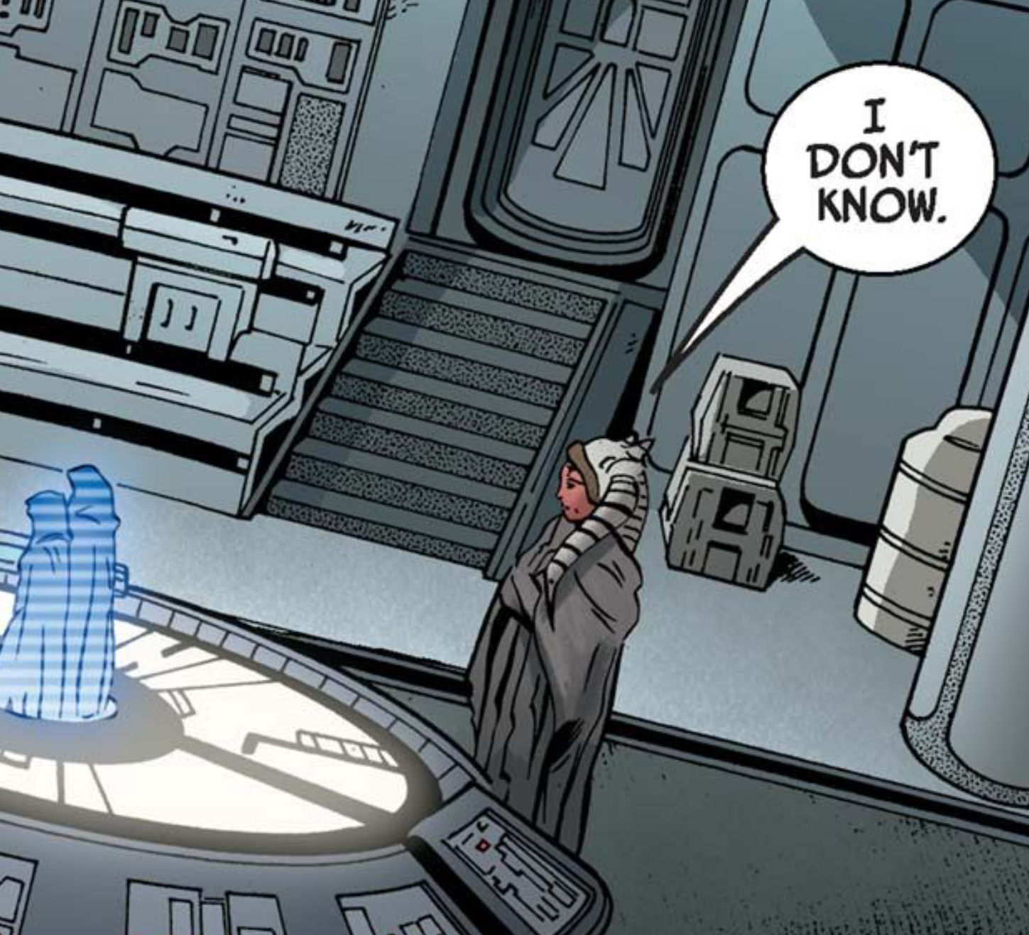 Ahsoka Tano in a Star Wars comic panel: "I don't know."