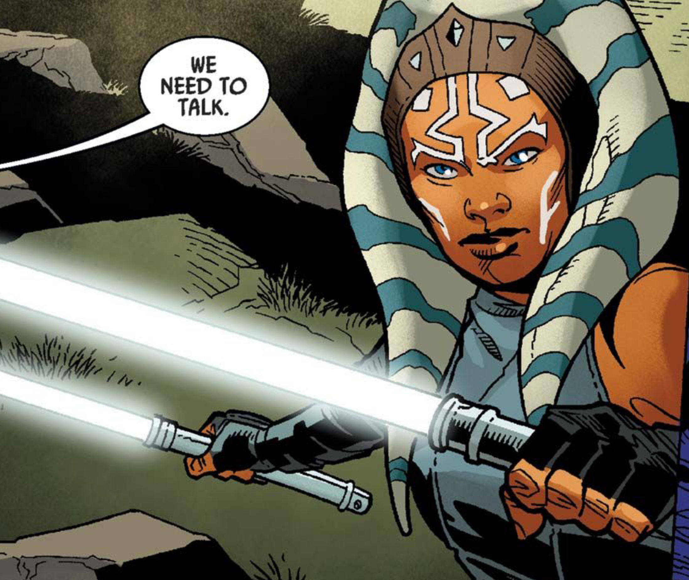 Ahsoka Tano in a Star Wars comic panel: "We need to talk."