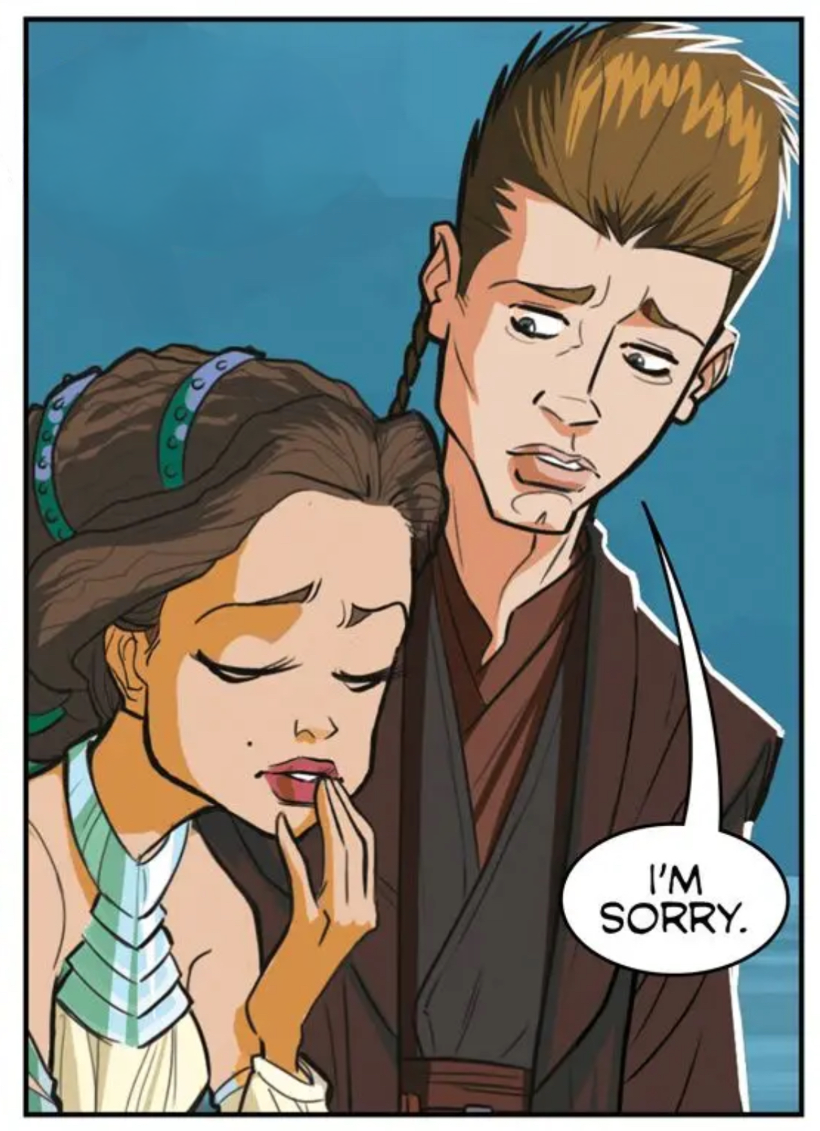 Anakin Skywalker & Padmé Amidala in a Star Wars comic panel: "I'm sorry."