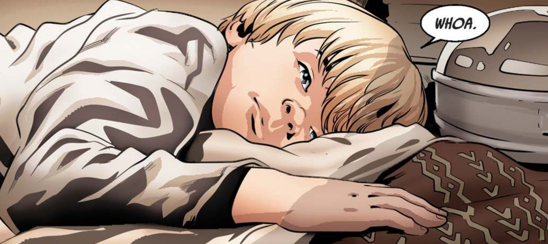 Luke Skywalker in a Star Wars comic panel: "Whoa."