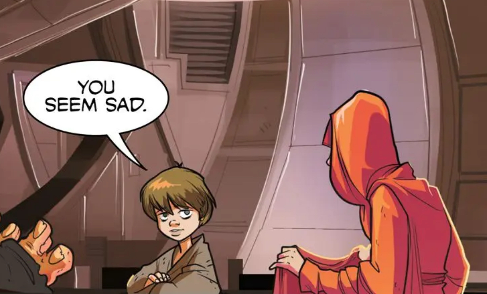 Anakin Skywalker in a Star Wars comic panel: "You seem sad."