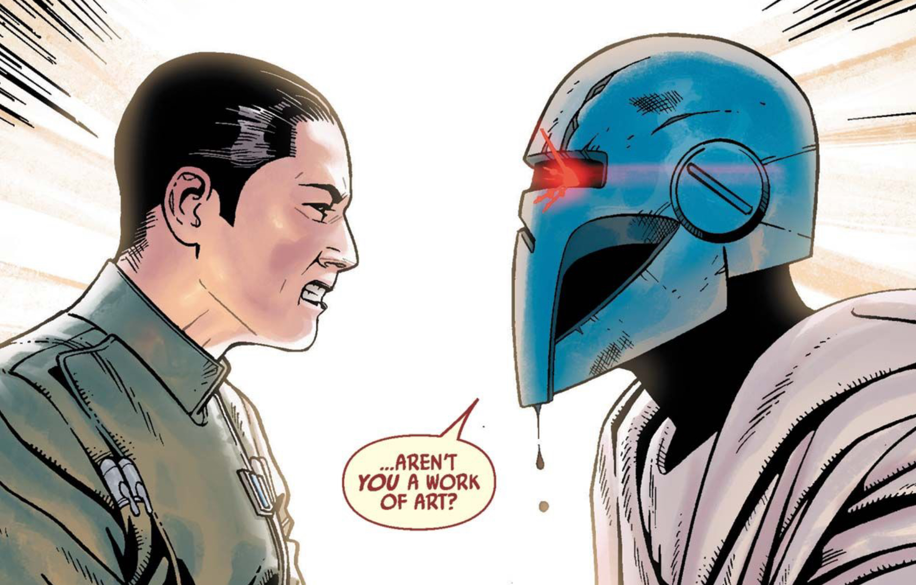 Beilert Valance & Ajax Sigma in a Star Wars comic panel: "...Aren't you a work of art?"