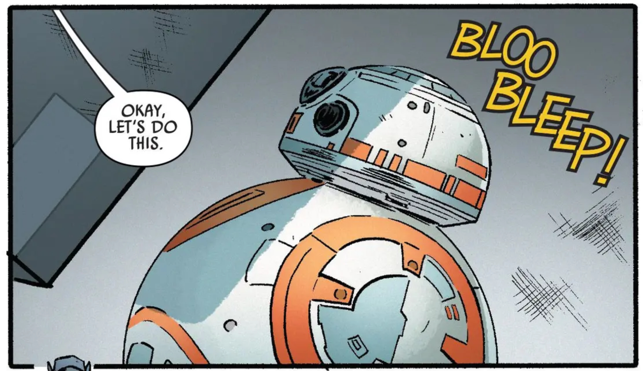 BB-8 in a Star Wars comic panel: "Okay, let's do this."