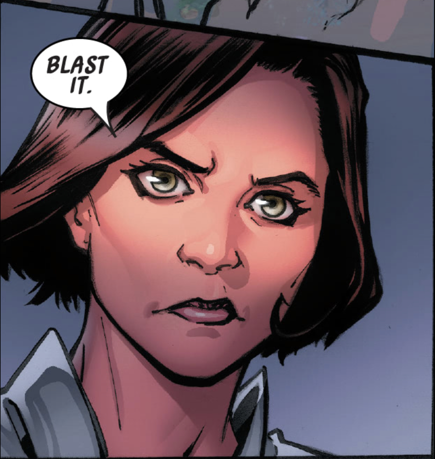 Leia Organa in a Star Wars comic panel: "Blast it."