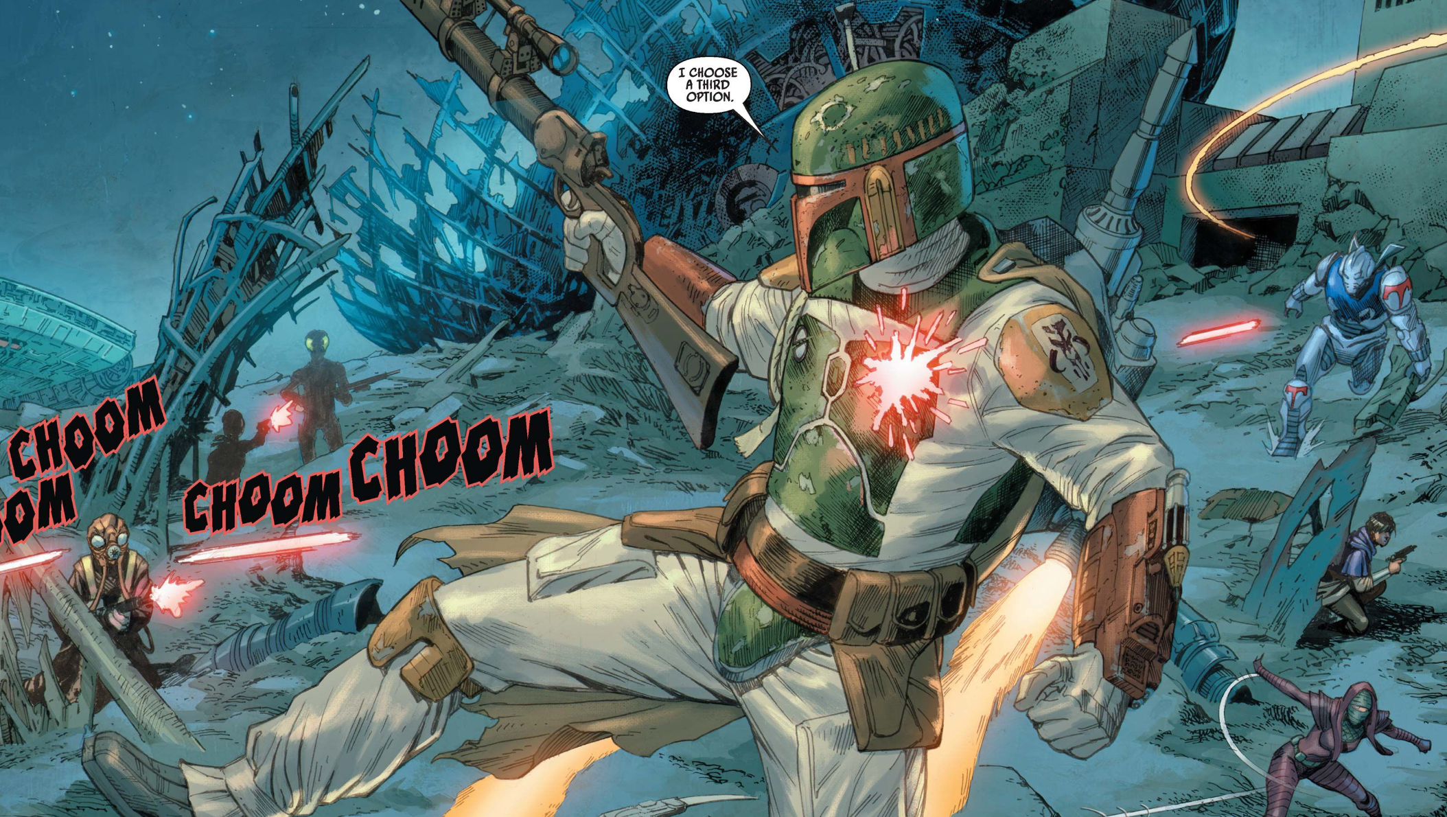 Boba Fett in a Star Wars comic panel: "I choose a third option."