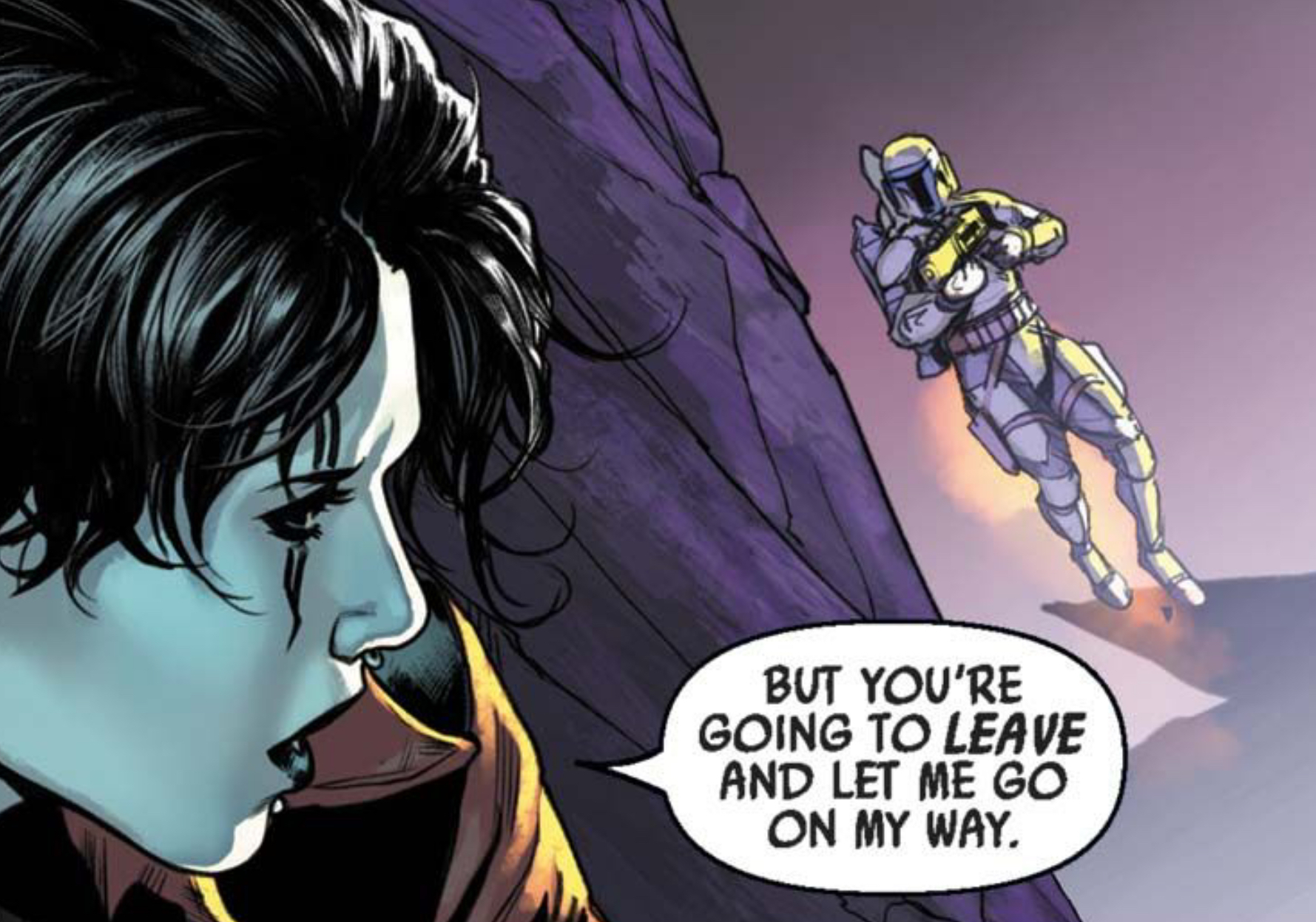 Deva Lompop in a Star Wars comic panel: "But you're going to leave and let me go on my way."