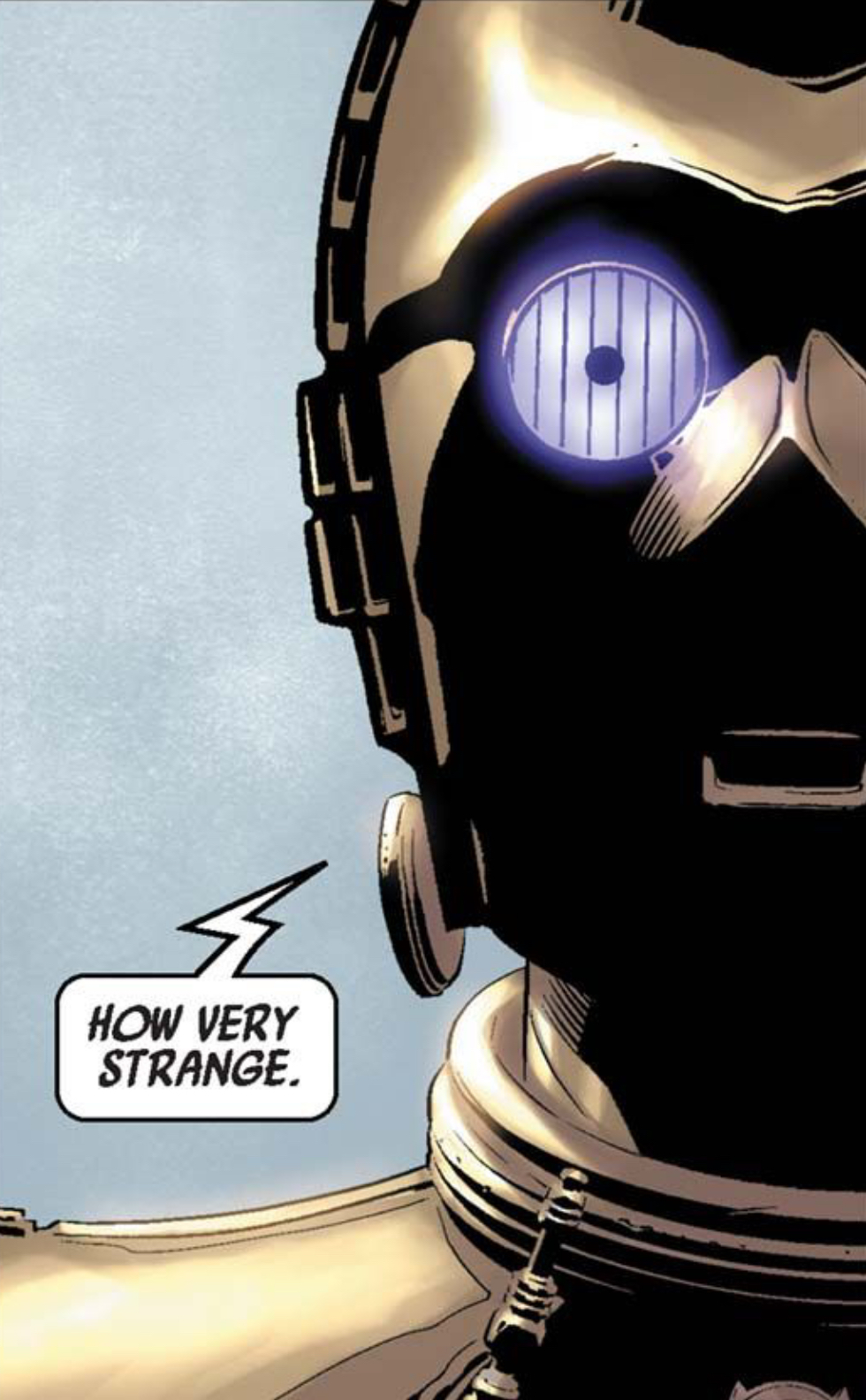 C-3PO in a Star Wars comic panel: "How very strange."