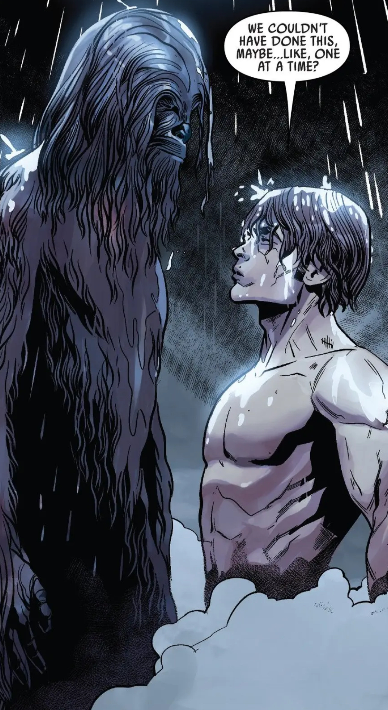 Chewbacca & Han Solo in a Star Wars comic panel: "We couldn't have done this, maybe, like, one at a time?"