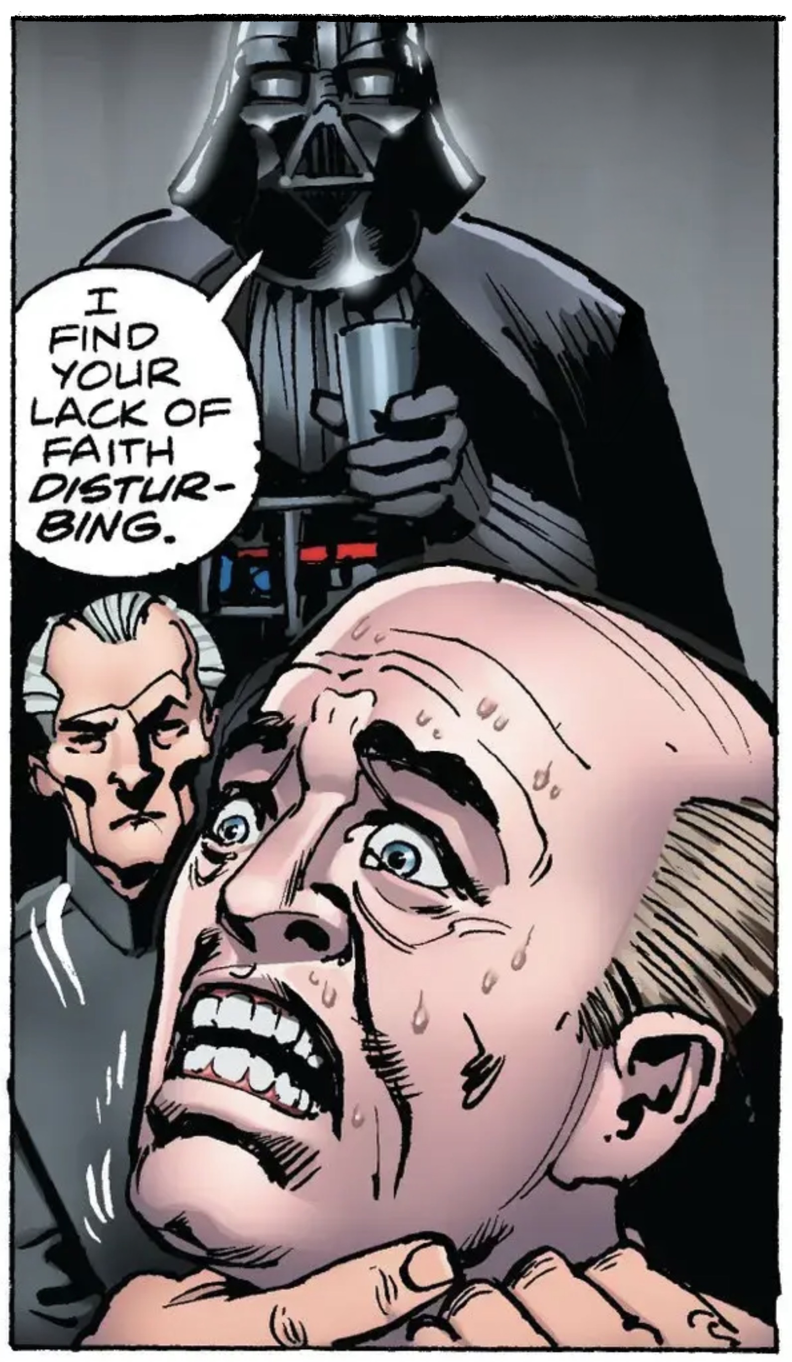 Darth Vader & Admiral Motti in a Star Wars comic panel: "I find your lack of faith disturbing."