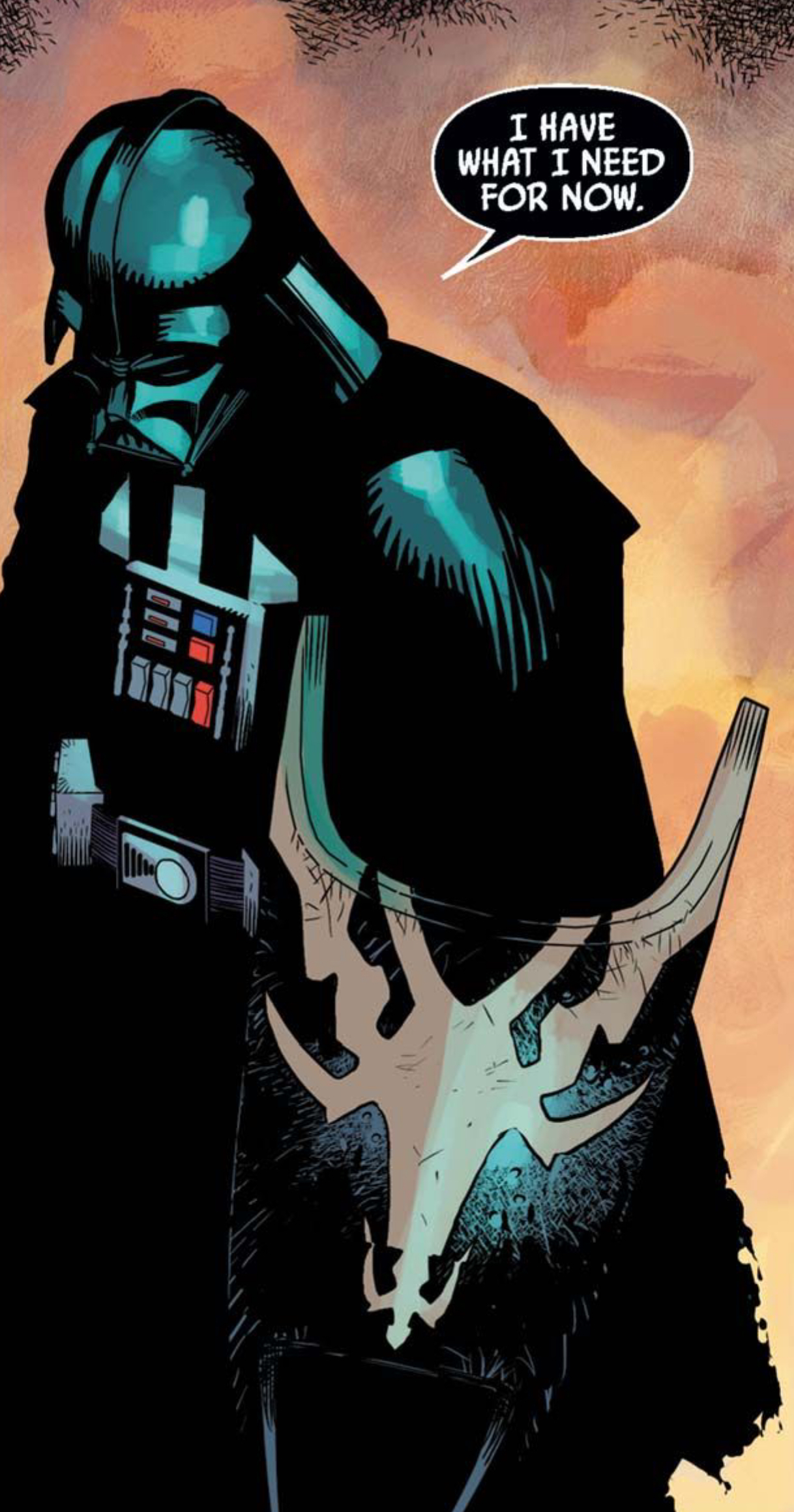 Darth Vader in a Star Wars comic panel: "I have what I need for now."