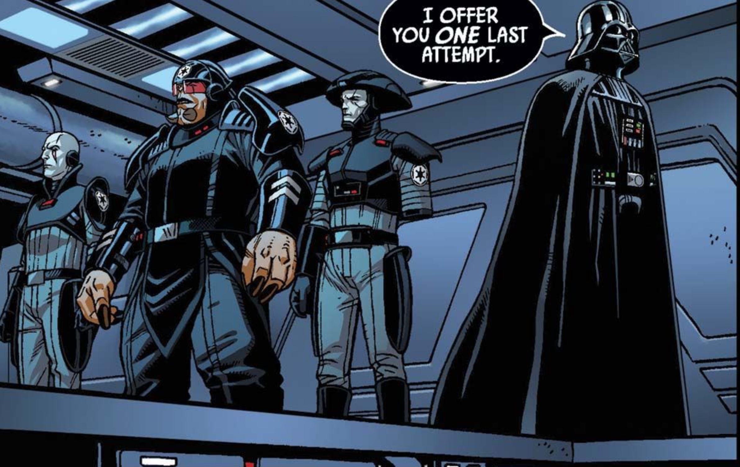 Darth Vader & General Tagge in a Star Wars comic panel: "I offer you one last attempt."