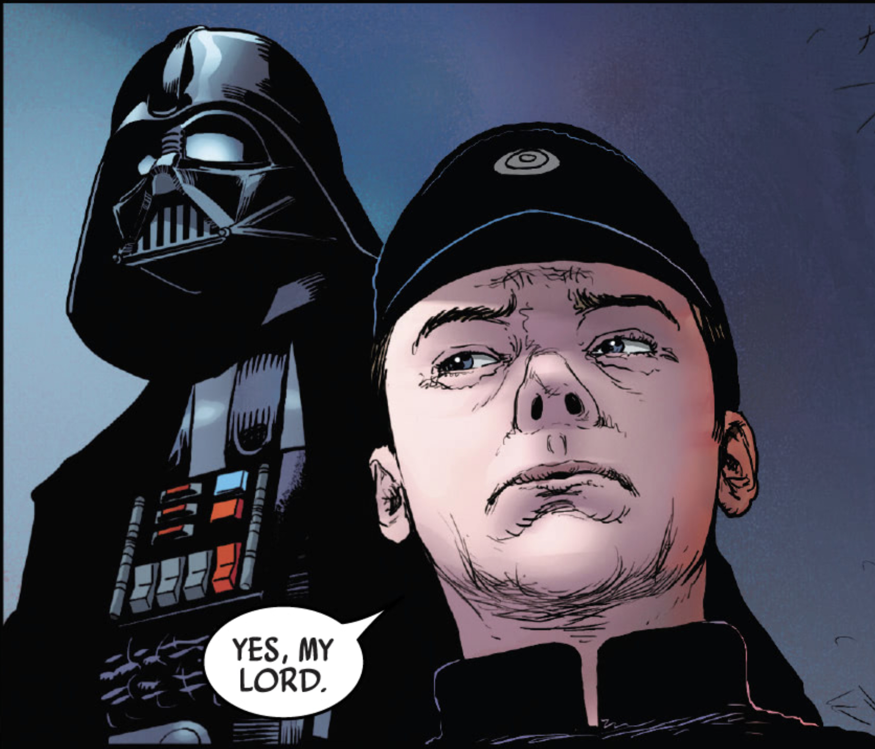 Darth Vader in a Star Wars comic panel: "Yes, my lord."