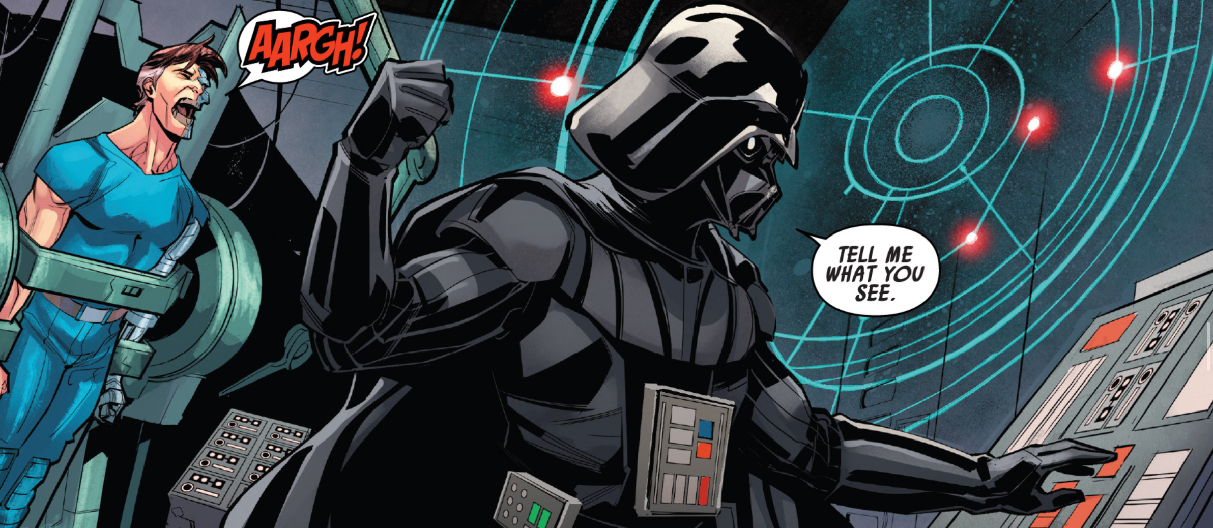 Darth Vader in a Star Wars comic panel: "Tell me what you see."