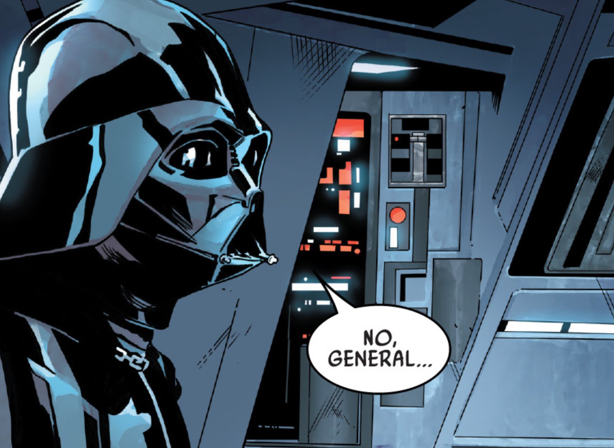 Darth Vader in a Star Wars comic panel: "No, general..."