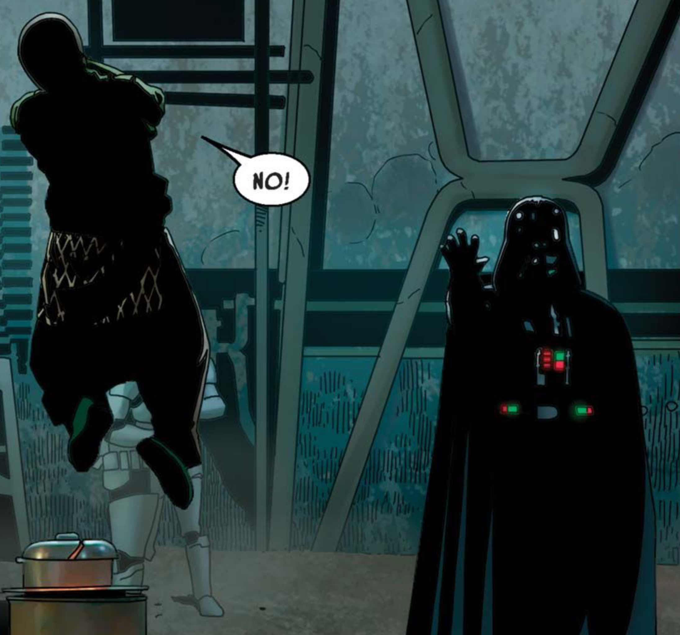 Darth Vader in a Star Wars comic panel: "No!"