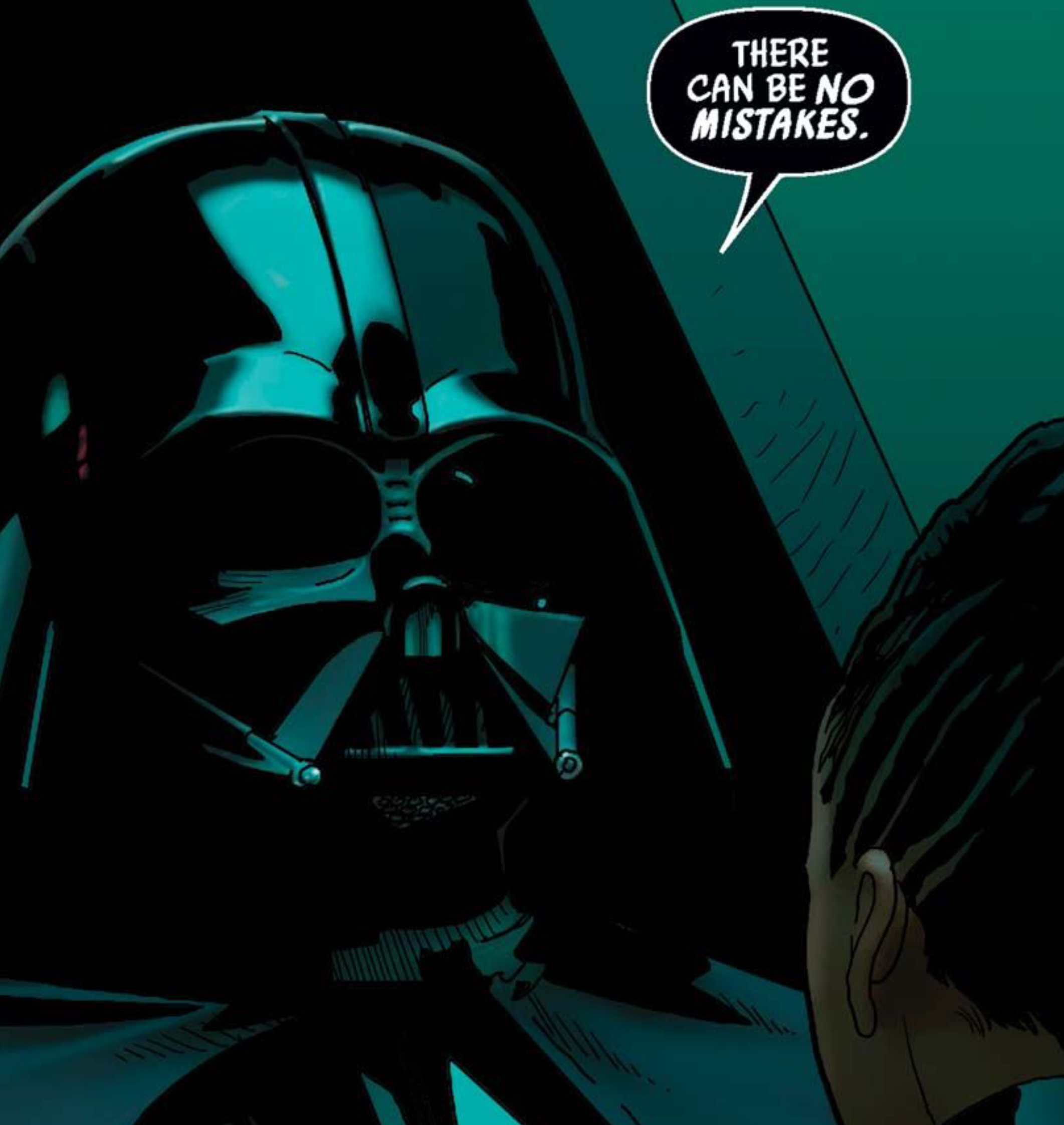 Darth Vader in a Star Wars comic panel: "There can be no mistakes."