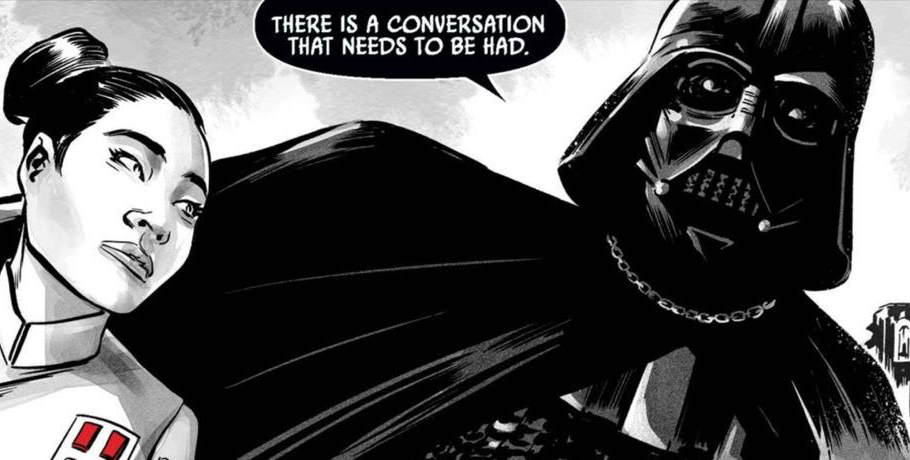 Darth Vader & Sabé in a Star Wars comic panel: "There is a conversation that needs to be had."