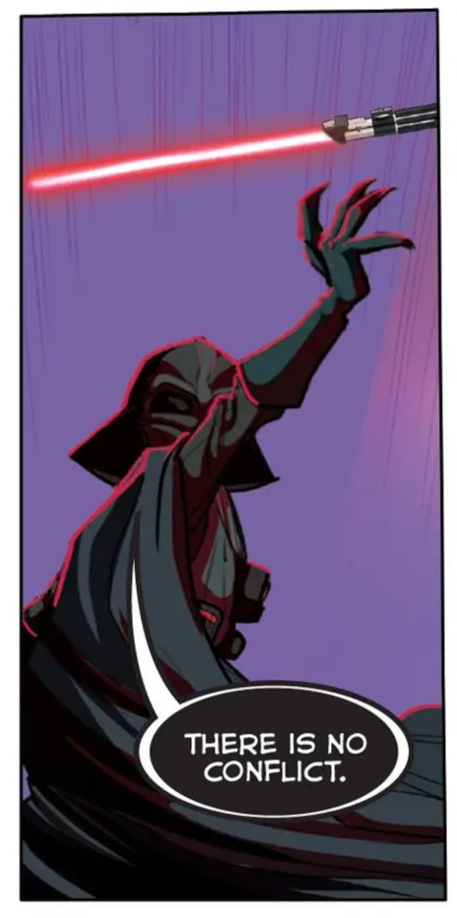 Darth Vader in a Star Wars comic panel: "There is no conflict."