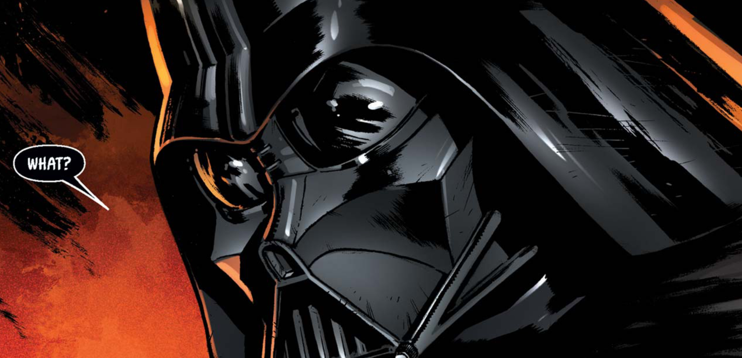 Darth Vader in a Star Wars comic panel: "What?"