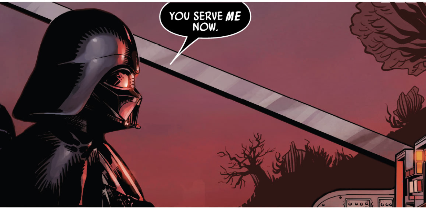 Darth Vader in a Star Wars comic panel: "You serve me now."