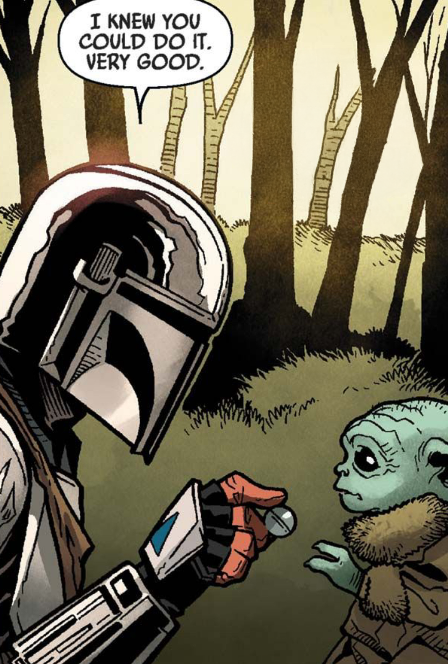 Din Djarin & Grogu in a Star Wars comic panel: "I knew you could do it. Very good."