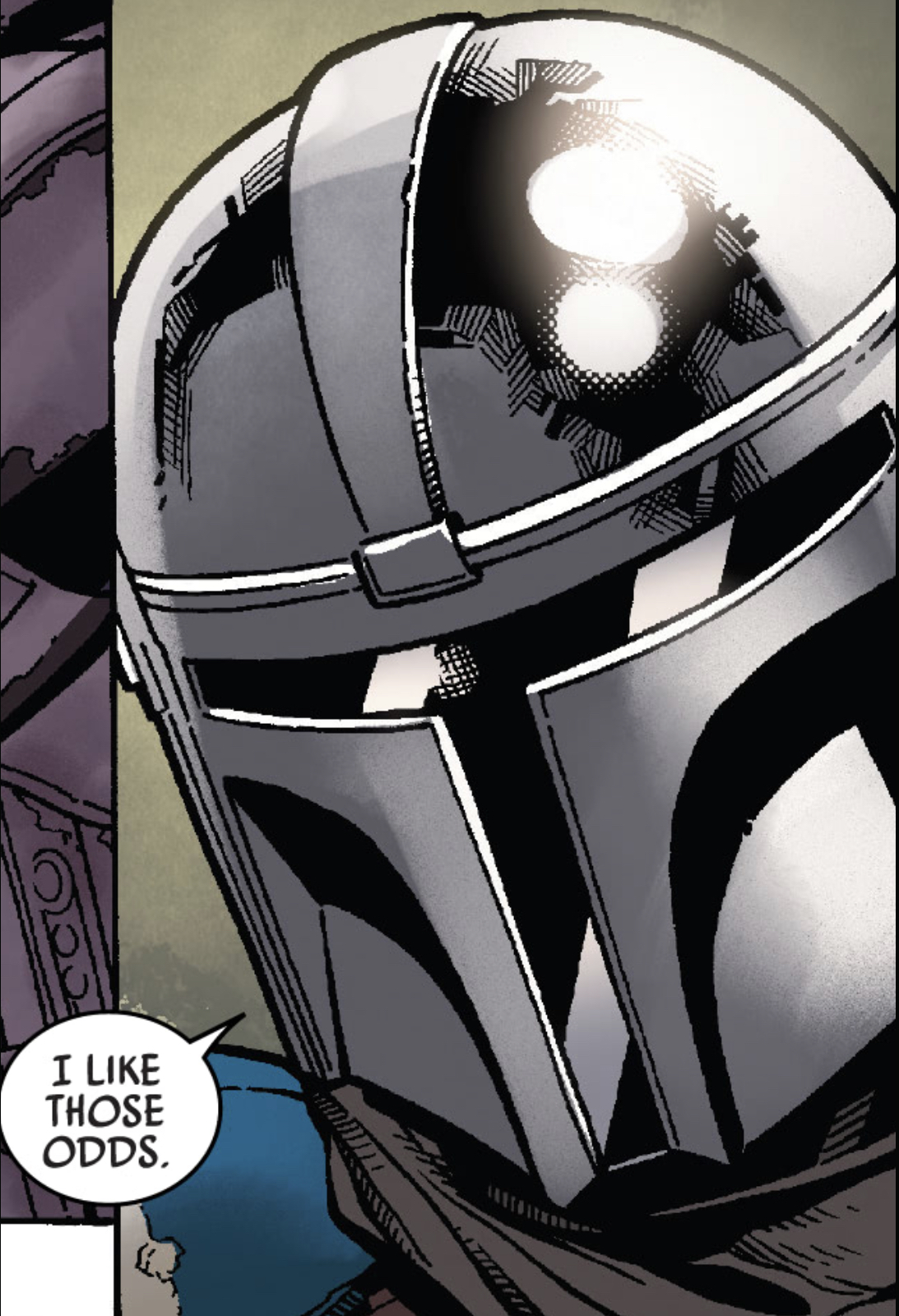 Din Djarin in a Star Wars comic panel: "I like those odds."