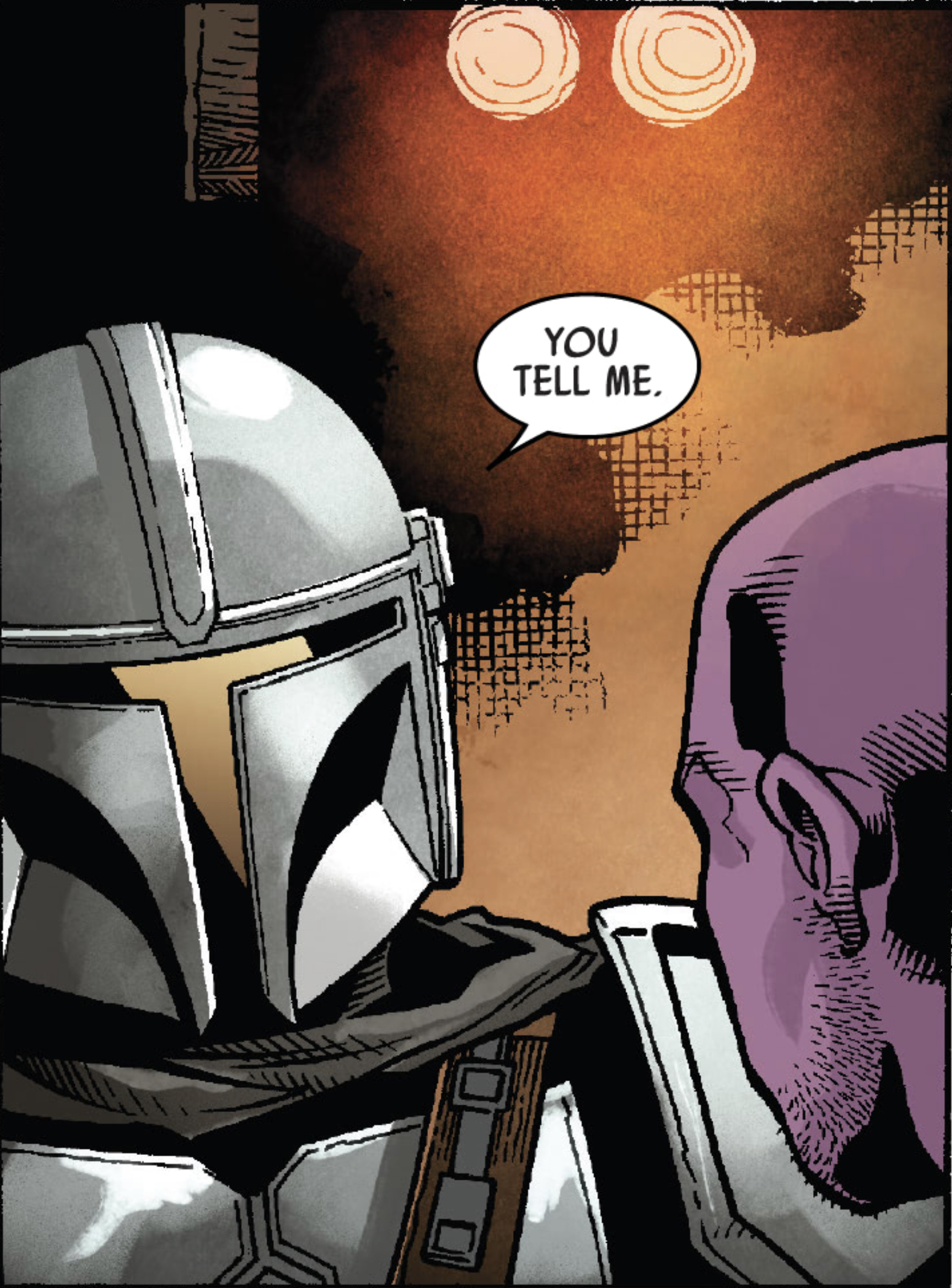 Din Djarin in a Star Wars comic panel: "You tell me."