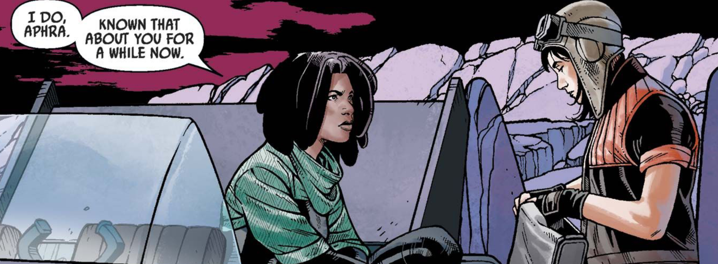 Sana Starros & Doctor Aphra in a Star Wars comic panel: "I do, Aphra. Known that about you for a while now."