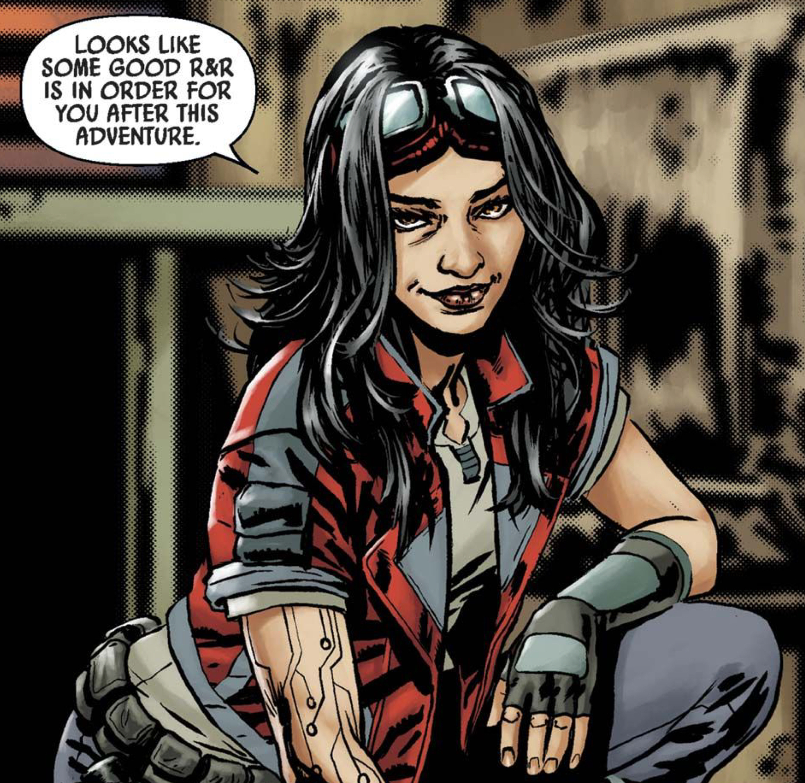 Doctor Aphra in a Star Wars comic panel: "Looks like some good RnR is in order for you after this adventure."