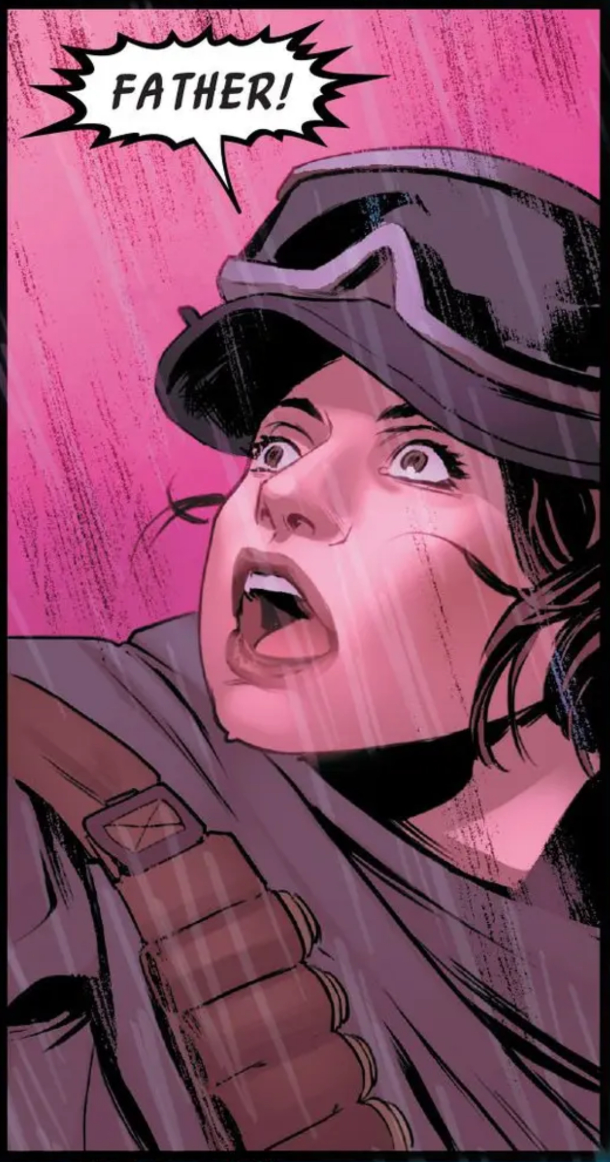 Doctor Aphra in a Star Wars comic panel: "Father!"