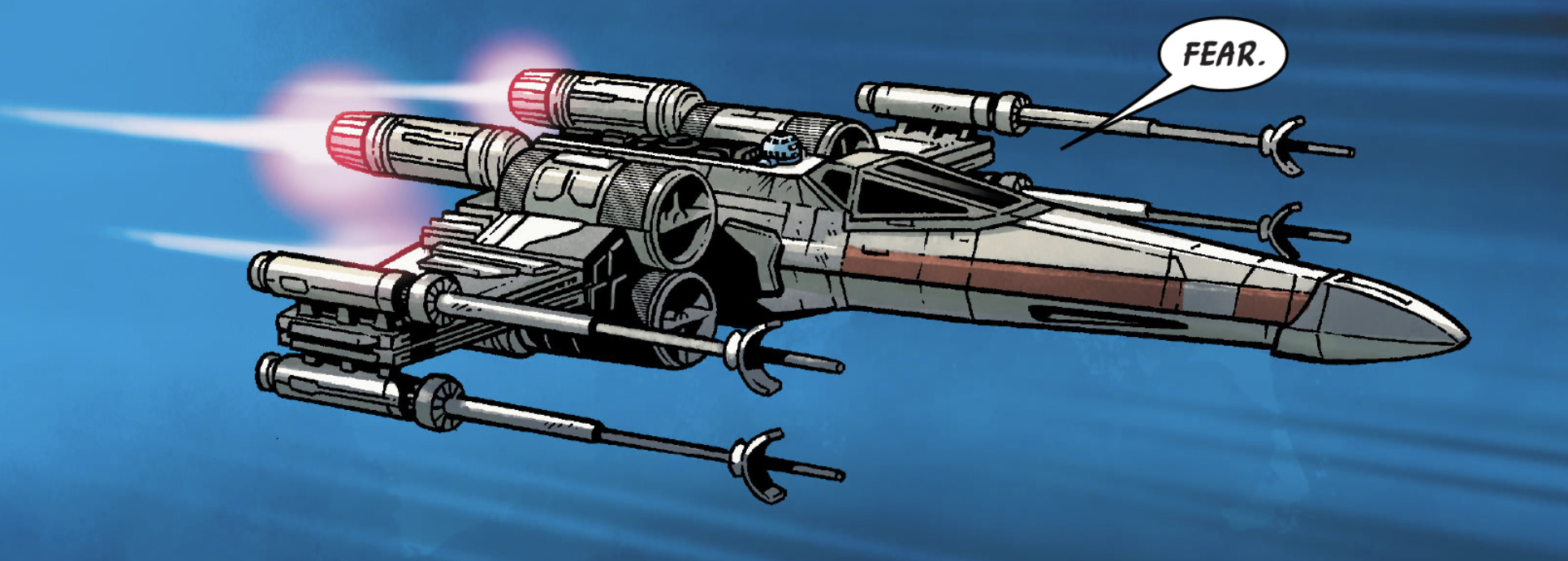R2-D2 in a Star Wars comic panel: "Fear."