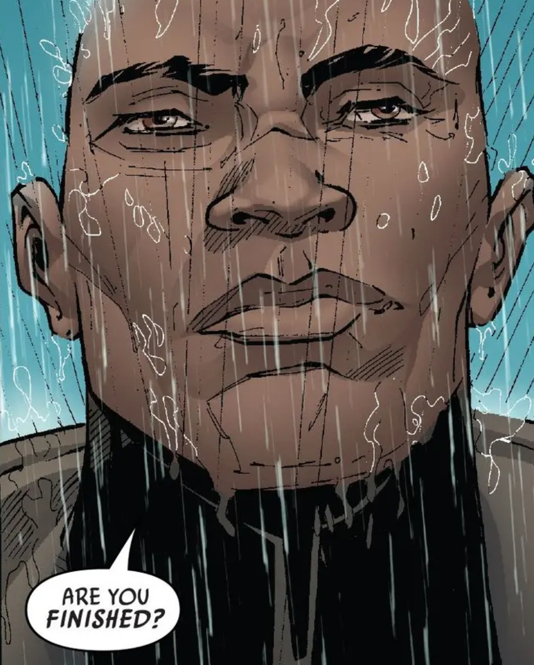 Mace Windu in a Star Wars comic panel: "Are you finished?"