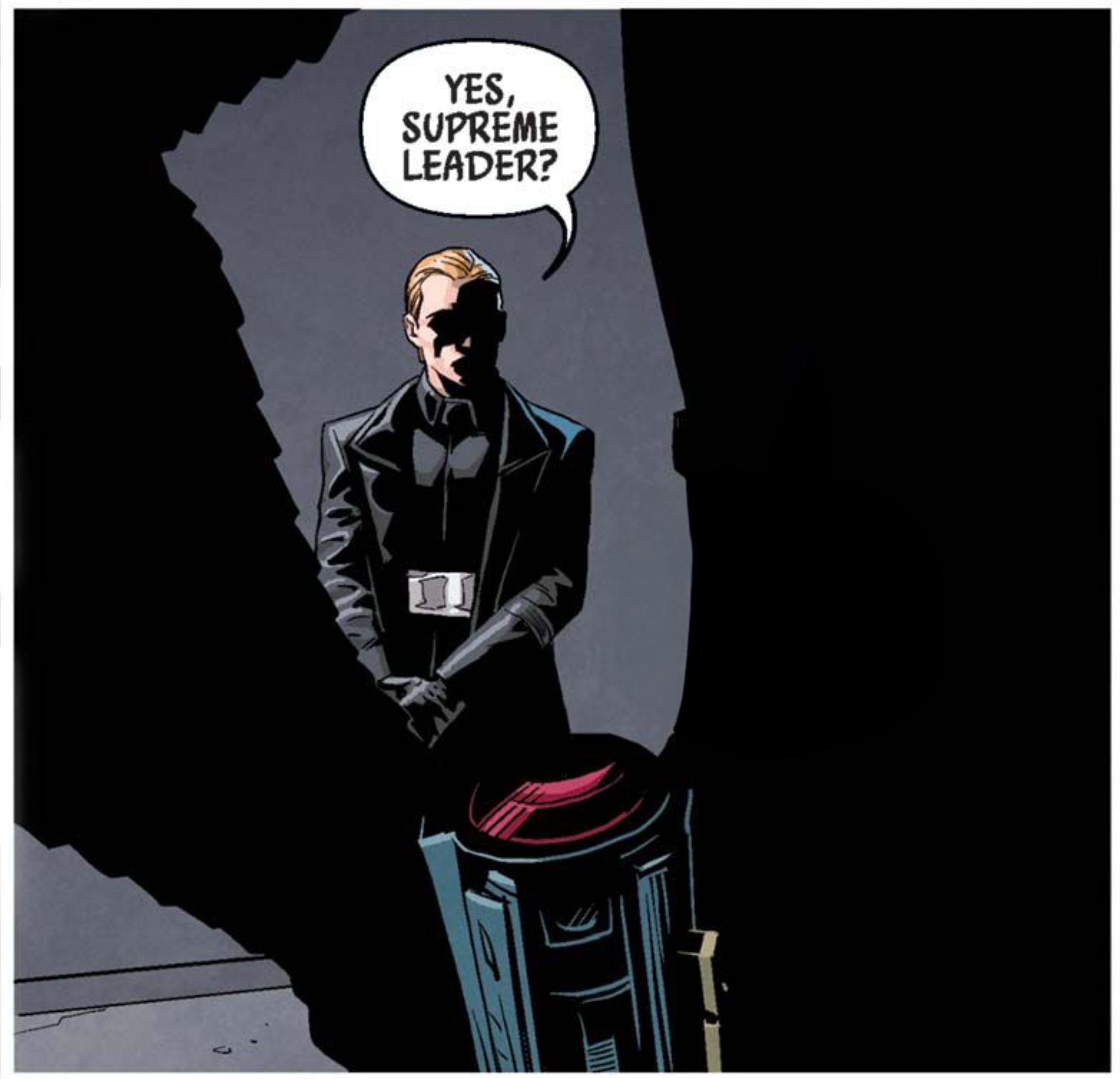 Armitage Hux & Kylo Ren in a Star Wars comic panel: "Yes, Supreme Leader?"