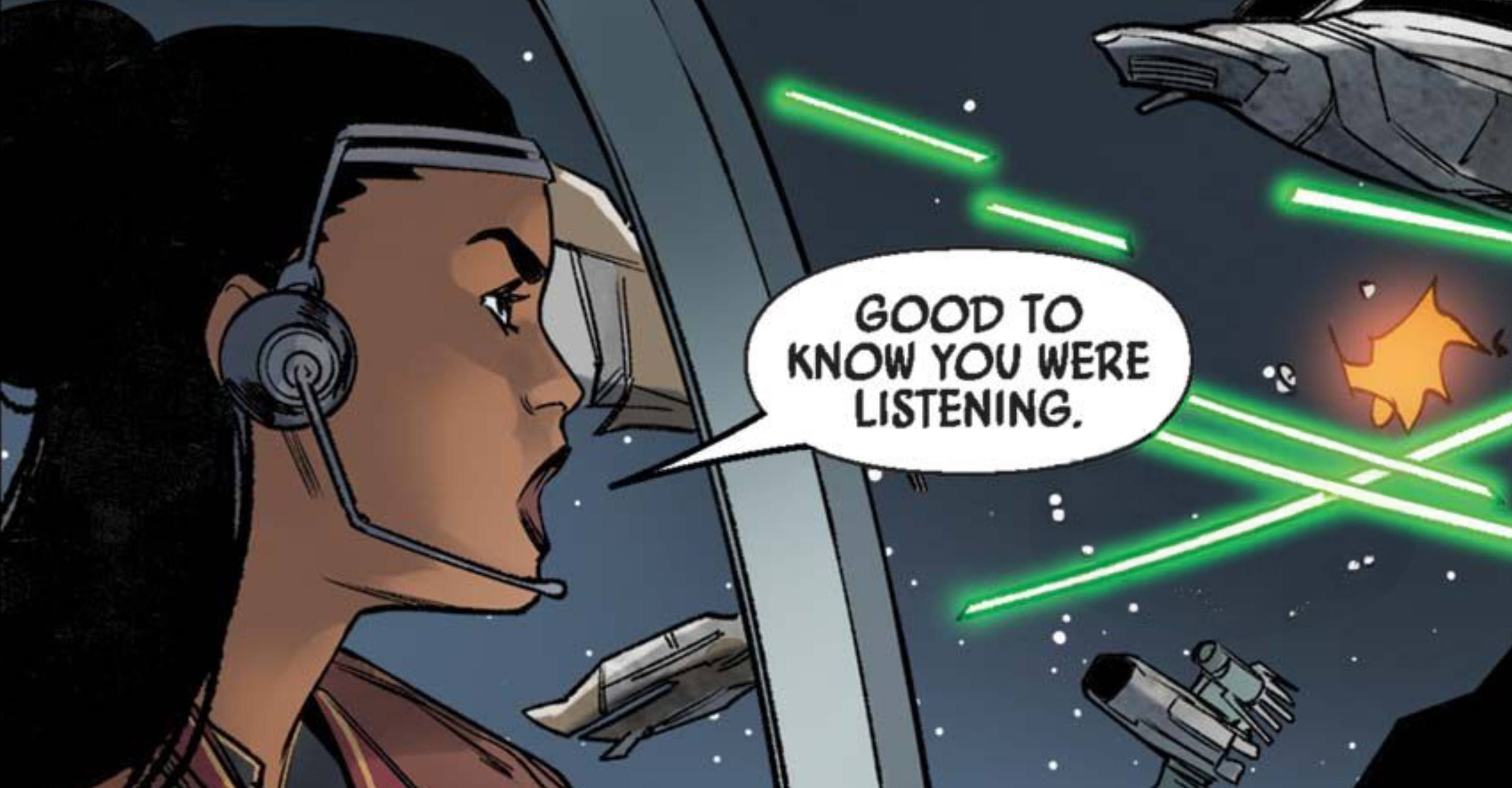 Sana Starros in a Star Wars comic panel: "Good to know you were listening."