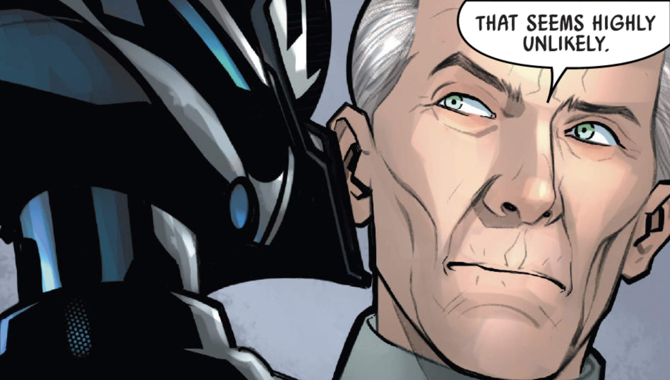 Wilhuff Tarkin & Darth Vader in a Star Wars comic panel: "That seems highly unlikely."