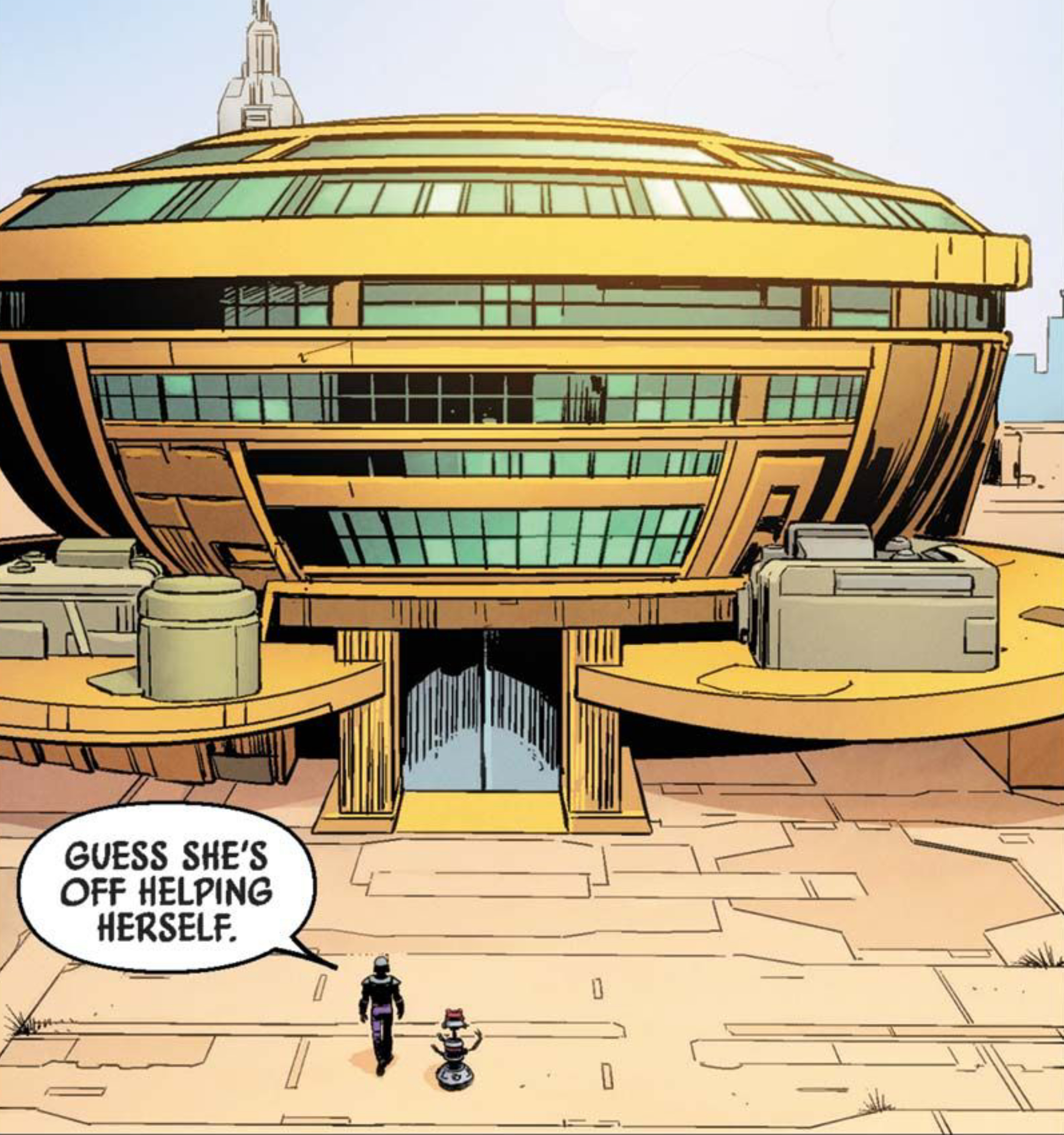 Chopper in a Star Wars comic panel: "Guess she's off helping herself."