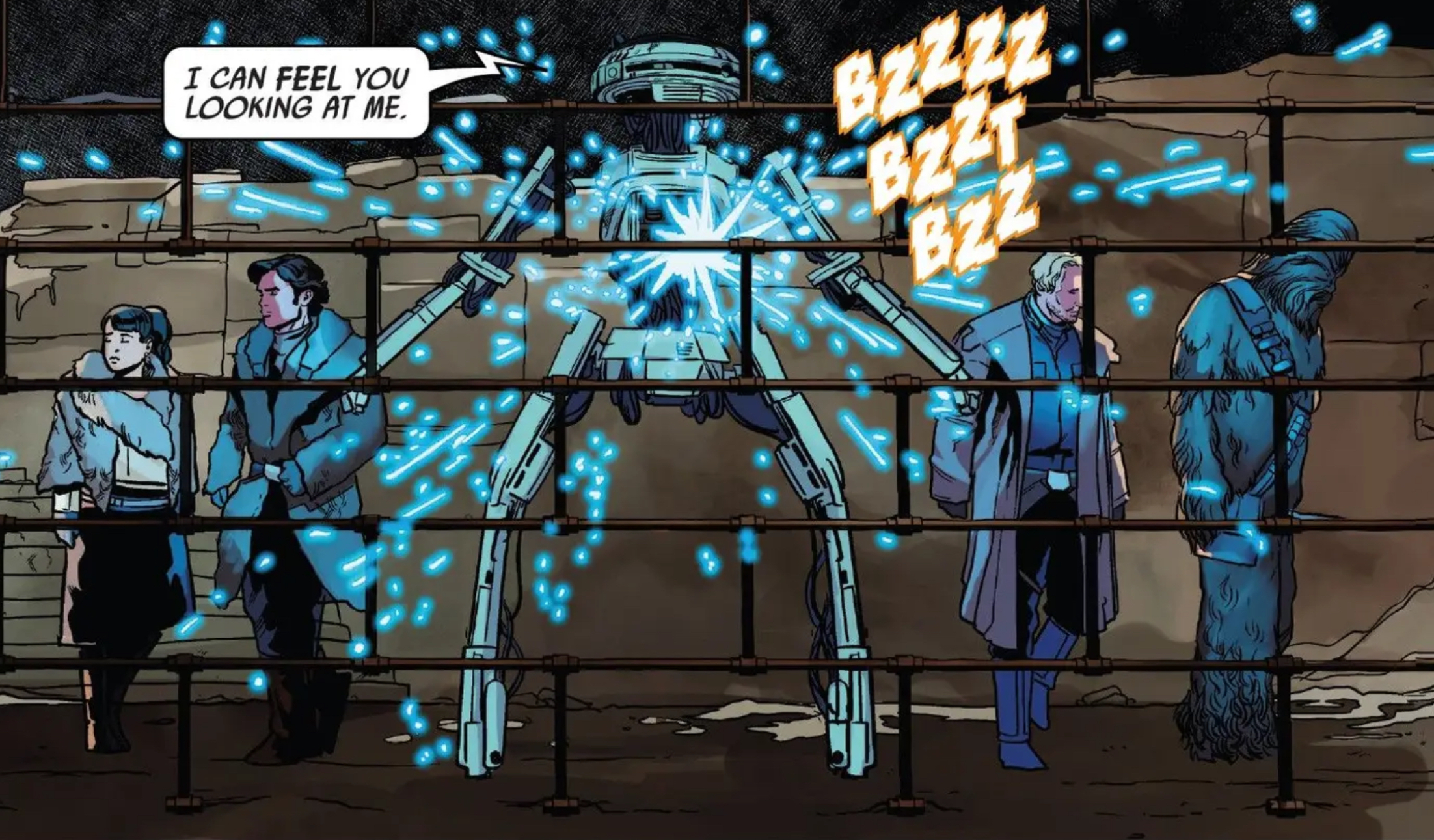 Leia Organa & Han Solo in a Star Wars comic panel: "I can feel you looking at me."