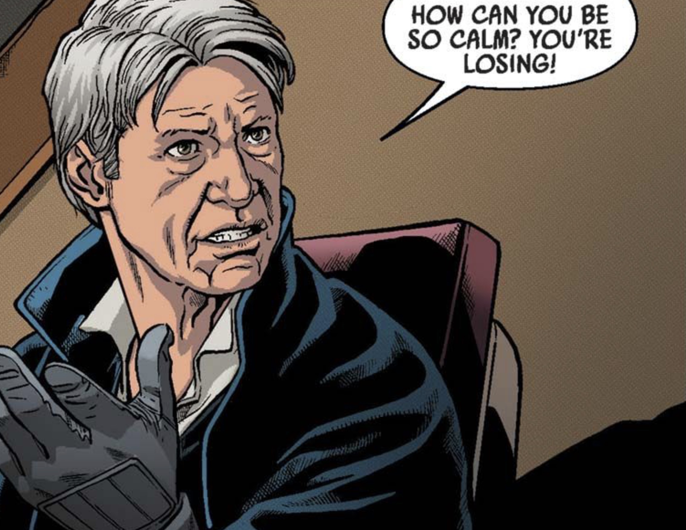 Han Solo in a Star Wars comic panel: "How can you be so calm? You're losing!"
