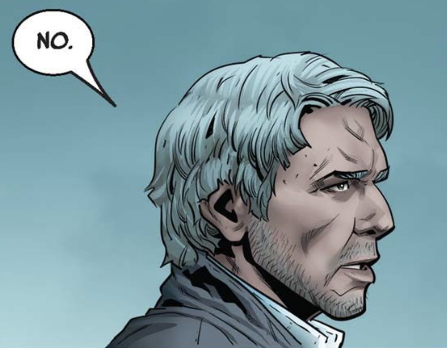 Han Solo in a Star Wars comic panel: "No."