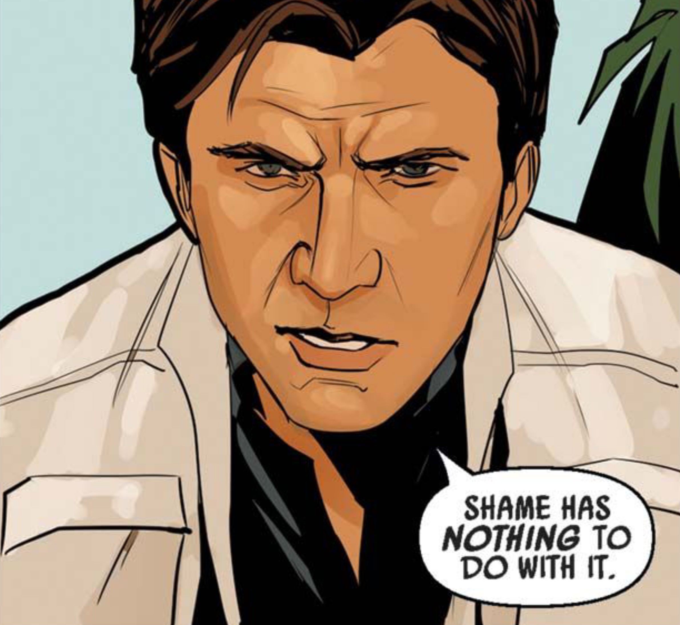 Han Solo in a Star Wars comic panel: "Shame has nothing to do with it."
