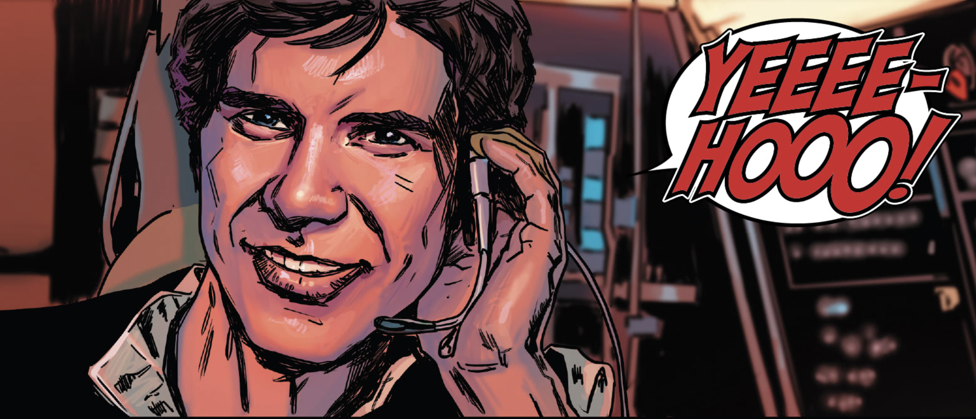 Han Solo in a Star Wars comic panel: "Yeeee hooo!"