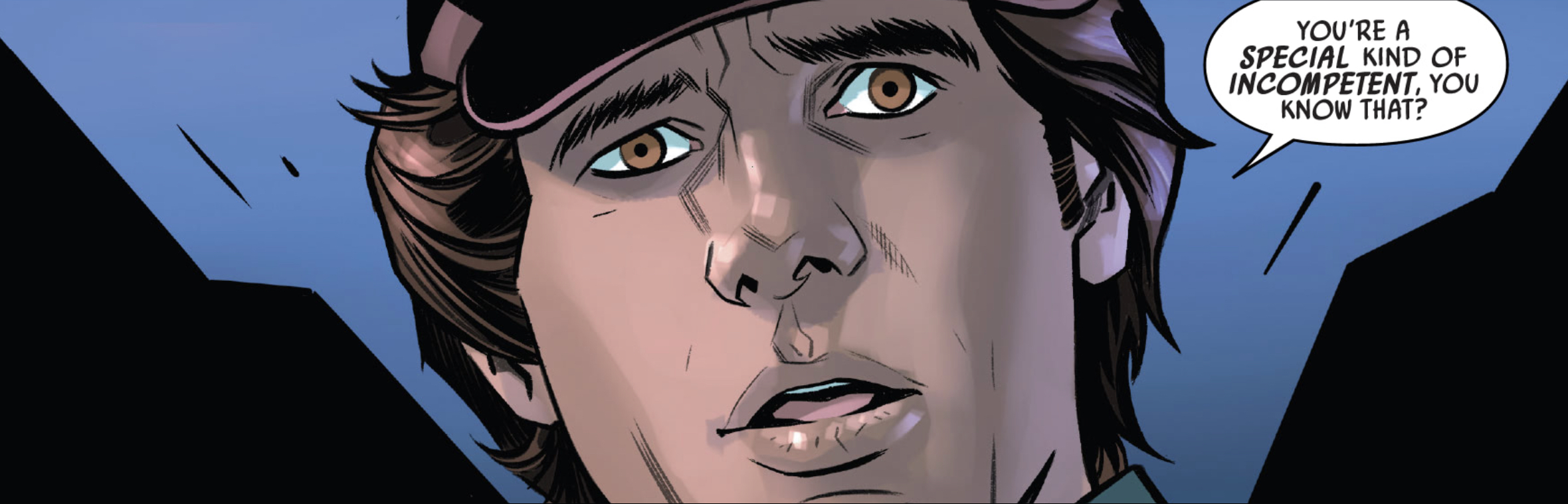Doctor Aphra in a Star Wars comic panel: "You're a special kind of incompetent, you know that?"