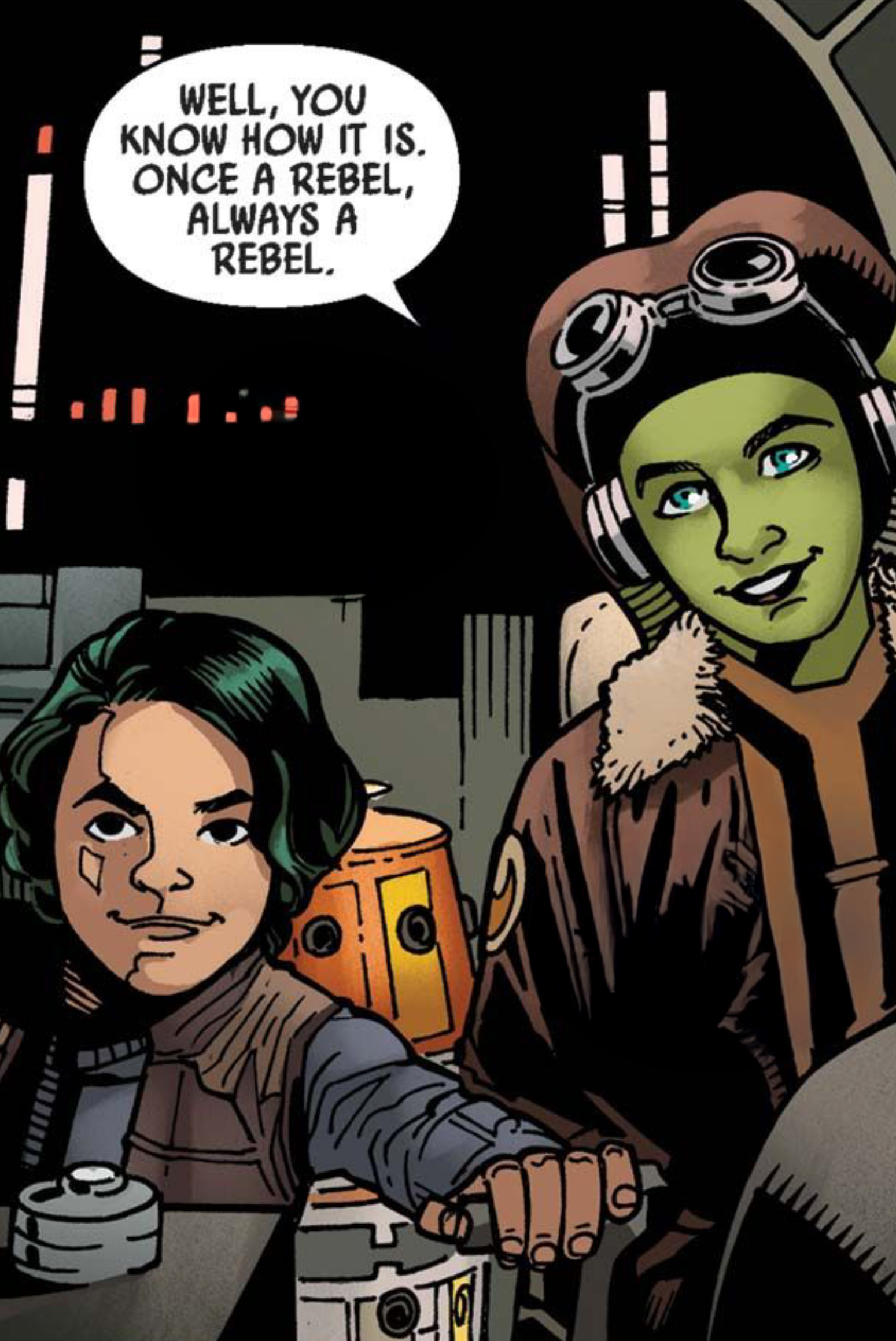 Hera Syndulla & Sabine Wren in a Star Wars comic panel: "Well, you know how it is. Once a rebel, always a rebel."