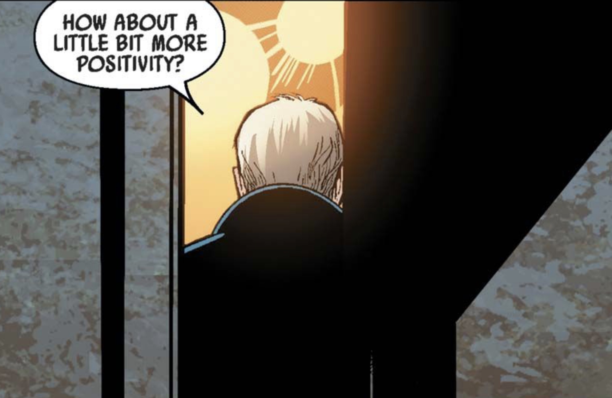 Han Solo in a Star Wars comic panel: "How about a little bit more positivity?"