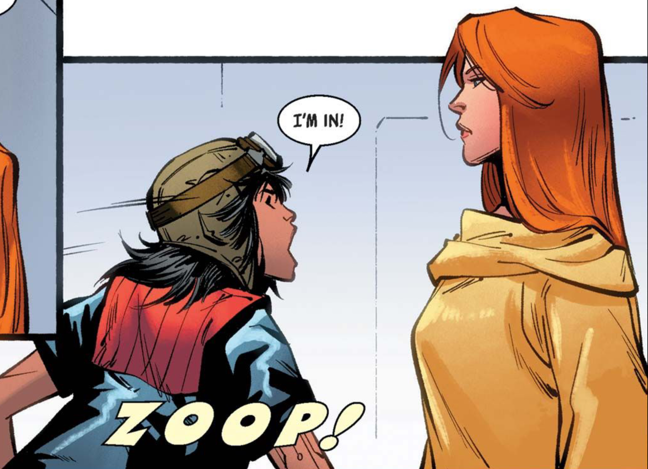 Lula Talisola & Zeen Mrala in a Star Wars comic panel: "I'm in!"